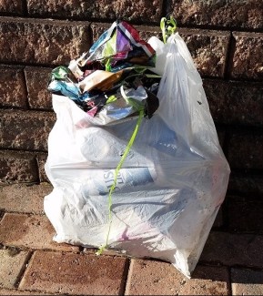 bag of collected garbage